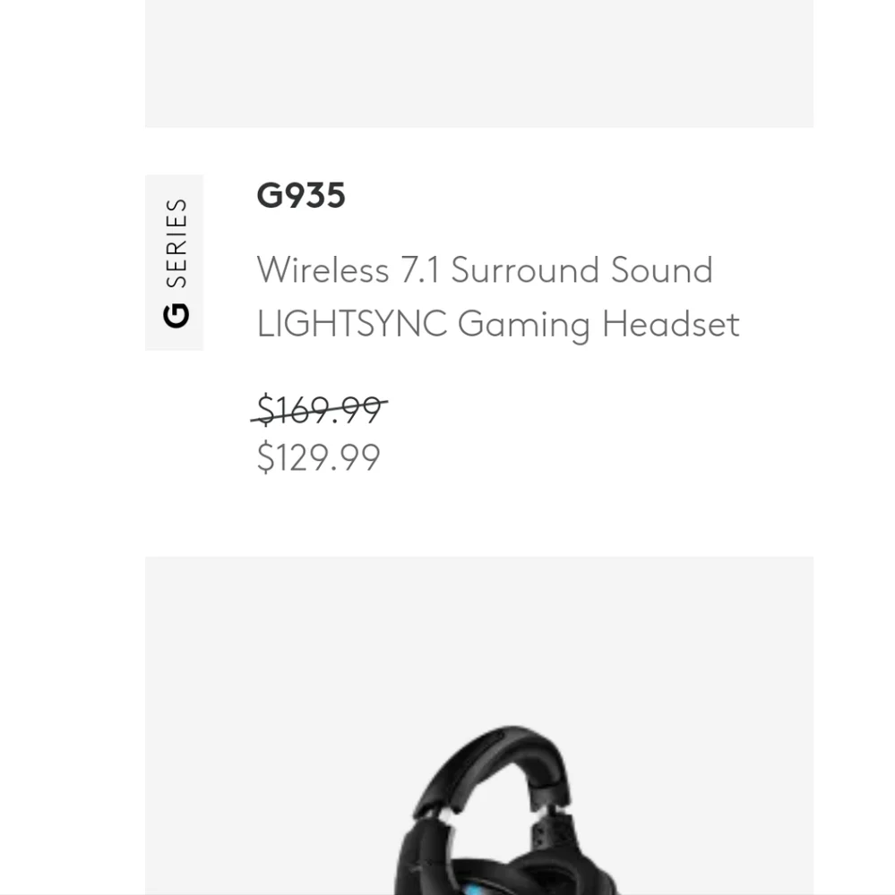 G935 WIRELESS 7.1 SURROUND LIGHTSYNC GAMING HEADSET